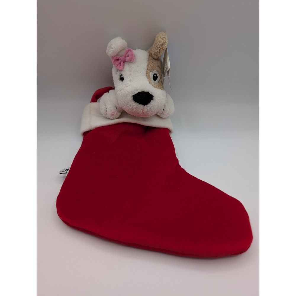 Vintage Mervyns Sprocket Bullseye Style Dog Christmas Stocking Plush Red  15"‎